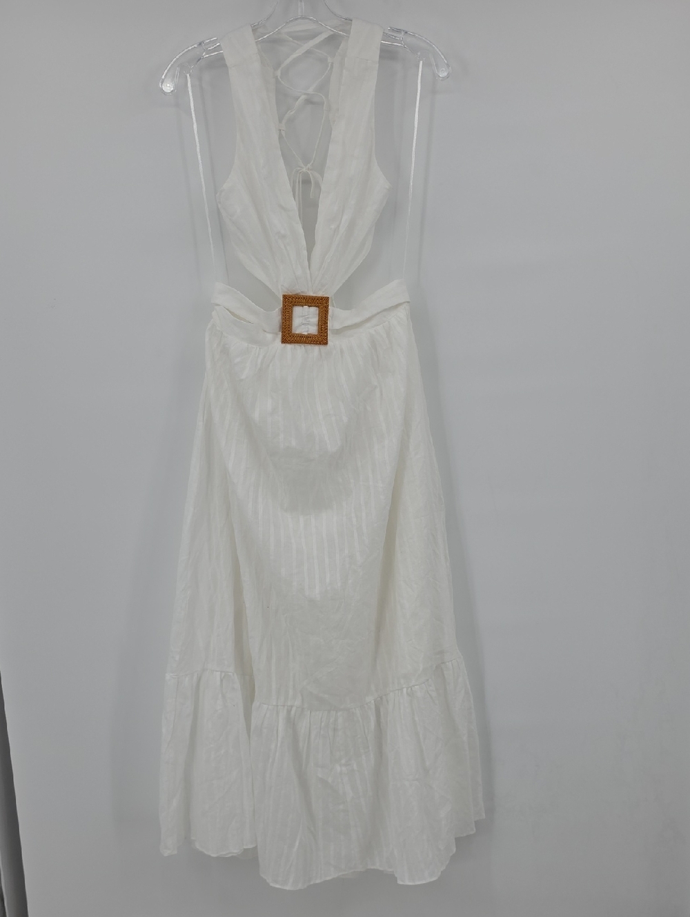 Fortunate One Katrina White Cross Back Midi Dress with Buckle Size M
